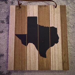 Wooden Texas Wall Art with Black Silhouette